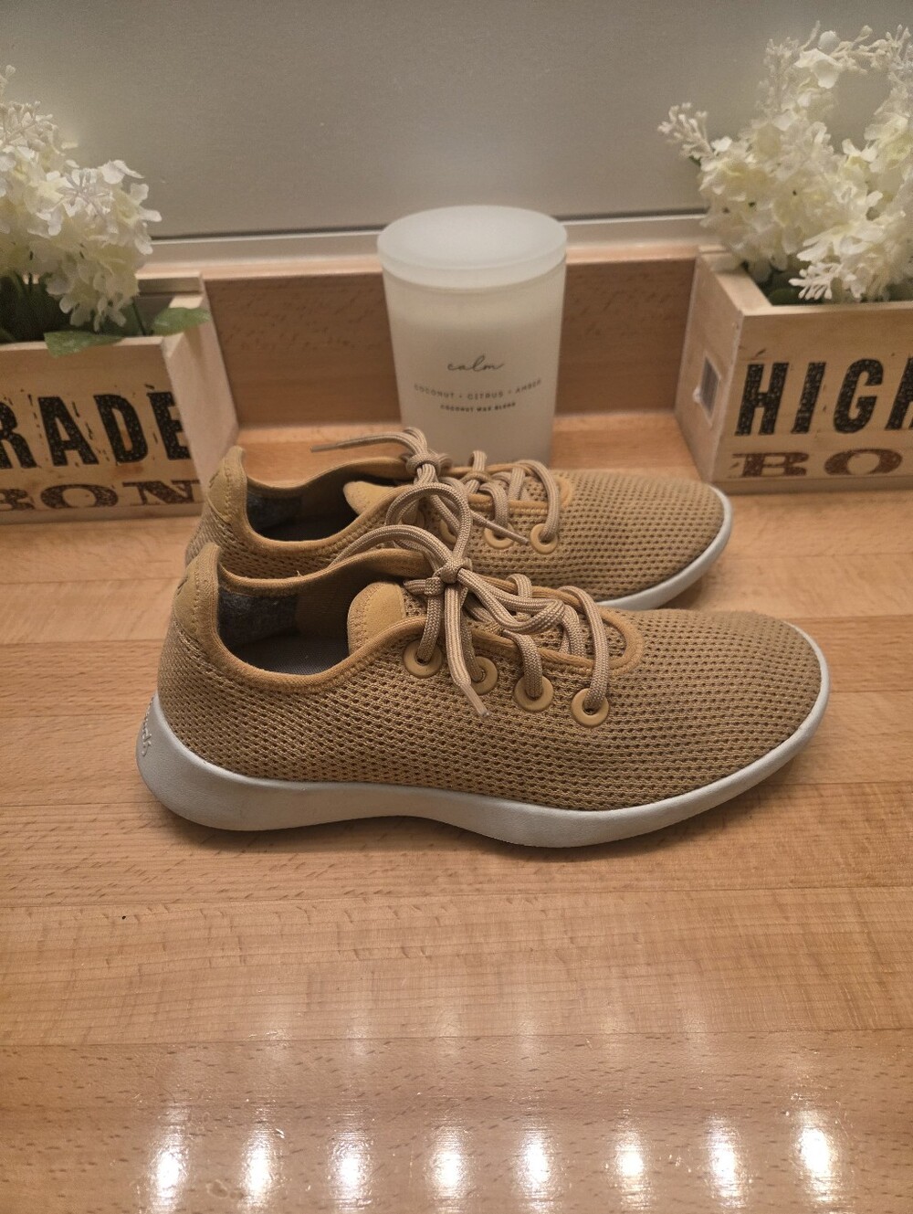 Allbirds Tree Runners Lace-up Sneakers Honey Tan Mesh Women's Size 8